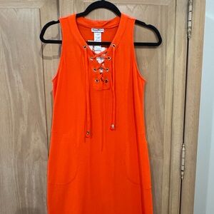 Tommy Bahama Vibrant Orange Lace-Up Mini Dress